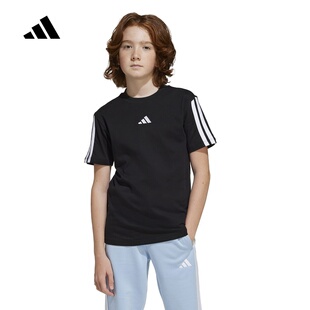 adidas阿迪达斯2026夏新品男大童运动短袖休闲宽松圆领T恤 JD6487