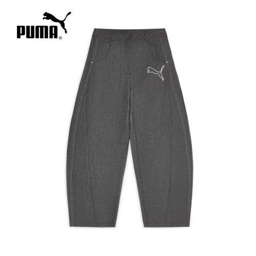 PUMA彪马夏季女休闲裤美式复古宽松运动裤弯刀阔腿裤 639801-01