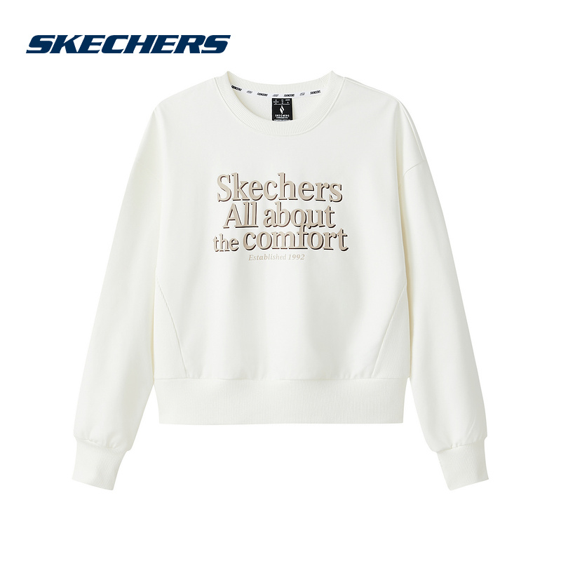 Skechers斯凯奇秋季女士学院风宽松圆领舒适运动卫衣L424W207
