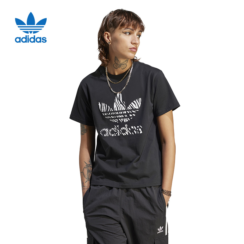 adidas阿迪达斯三叶草女新款运动休闲上衣圆领短袖T恤II0911