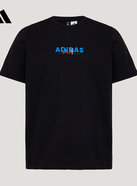adidas阿迪达斯GFX Tee3半袖黑色宽松亲肤舒适夏男短袖T恤 KU3148