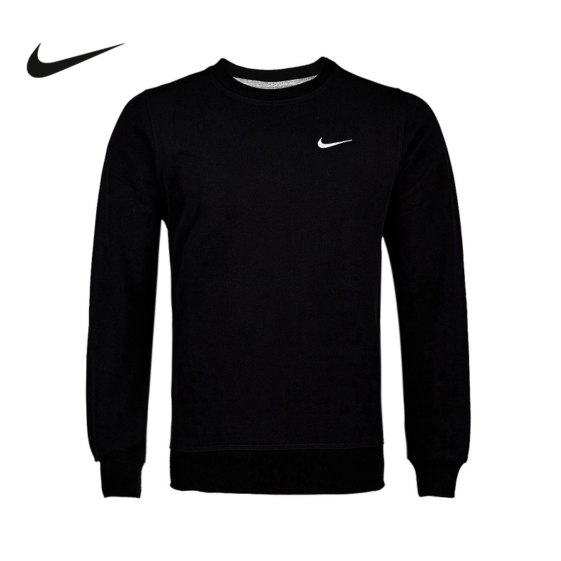 Nike耐克卫衣男24秋新款针织刺绣小标勾运动圆领套头衫637903-010