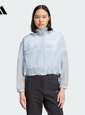 阿迪达斯25夏女梭织户外防泼防风透湿疏水运动连帽夹克外套JD5939