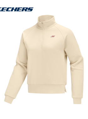 Skechers斯凯奇2025新款秋冬女士加绒 宽松针织套卫衣P425W141