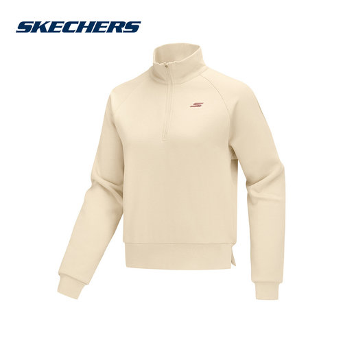 Skechers斯凯奇2025新款秋冬女士加绒 宽松针织套卫衣P425W141