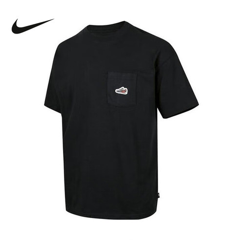 Nike耐克短袖男夏季运动休闲宽松圆领刺绣鞋标口袋T恤HQ9243-010