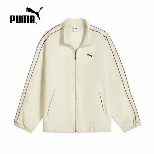 PUMA彪马运动风串标暗纹拉链夹克2025冬男女针织外套 635715-87