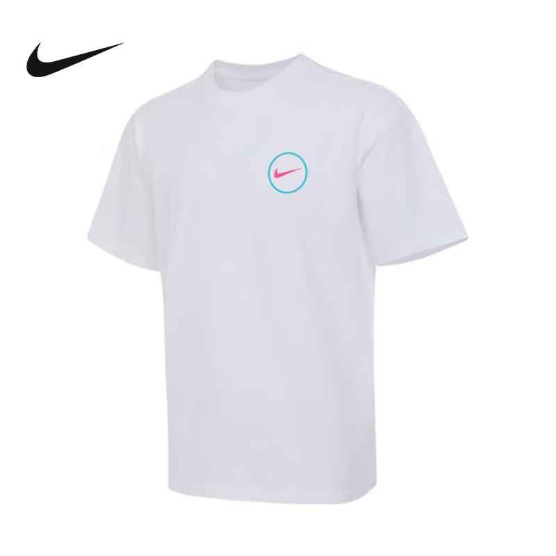 NIKE耐克短袖男25夏新款休闲印花圆领棉质半袖运动T恤HJ3407-100