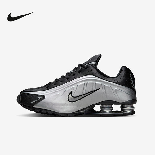 NIKE耐克男鞋黑银色SHOX R4气柱运动鞋缓震回弹跑步鞋HQ1988-007