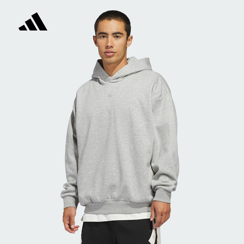 adidas阿迪达斯篮球加绒运动连帽套头衫2026春中性卫衣 JZ9532