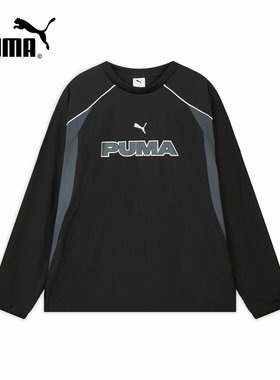 PUMA彪马夏季男女休闲运动服套头衫宽松黑色圆领卫衣636281-01