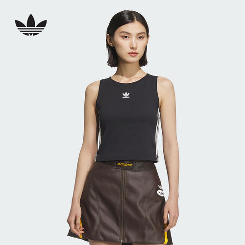 adidas阿迪达斯三叶草无袖T恤2025春女常规版带胸垫背心 KB6417