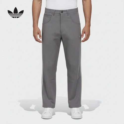 adidas阿迪达斯三叶草三条纹修身休闲裤2026春男牛仔长裤 KT6370