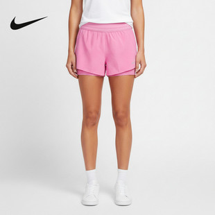 Nike耐克女子夏季 透气跑步健身运动假两件梭织短裤 HJ5377 503 新款