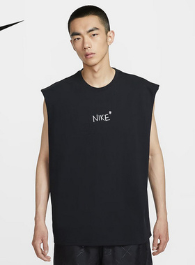 Nike耐克男子无袖T恤夏新款字母印花透气圆领运动背心 IH9266-100