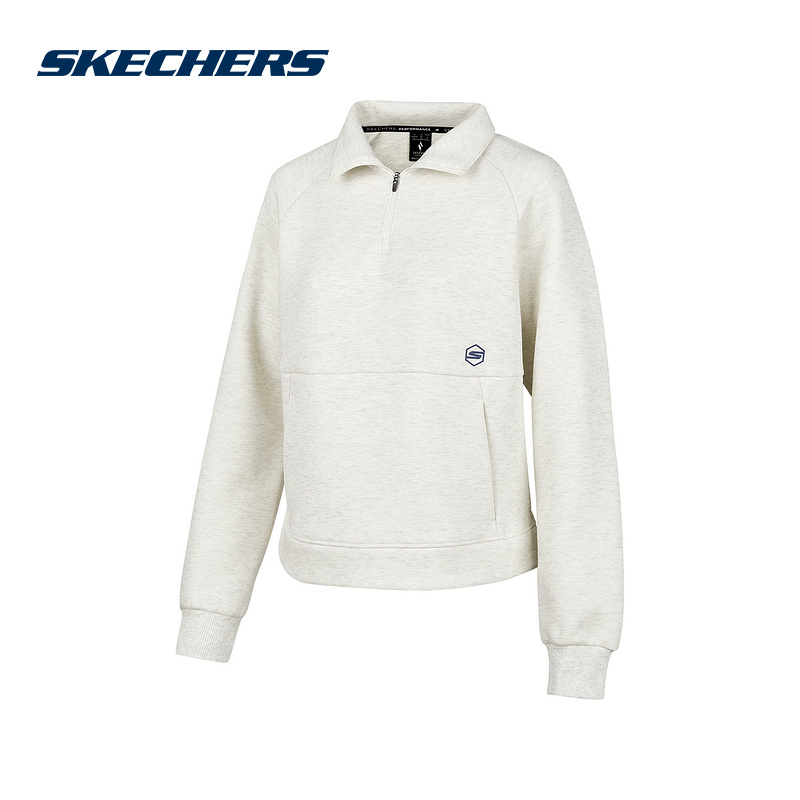 SKECHERS斯凯奇冬季女款针织卫衣套头休闲上衣 P424W014-0018