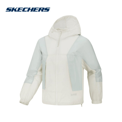 Skechers斯凯奇2026春夏新款女士休闲轻薄梭织连帽外套 P226W117