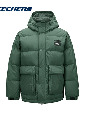 Skechers斯凯奇男士短款羽绒服保暖宽松连帽外套P424M057/03RT