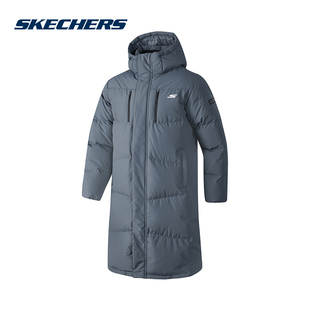 P423M128 轻质羽绒服保暖连帽外套 0167 长款 Skechers斯凯奇冬男装
