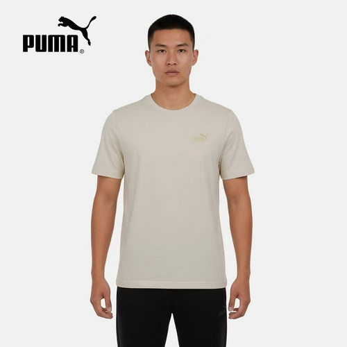 PUMA彪马简约纯色新款半截袖2026春男透气运动短袖T恤 694448-87