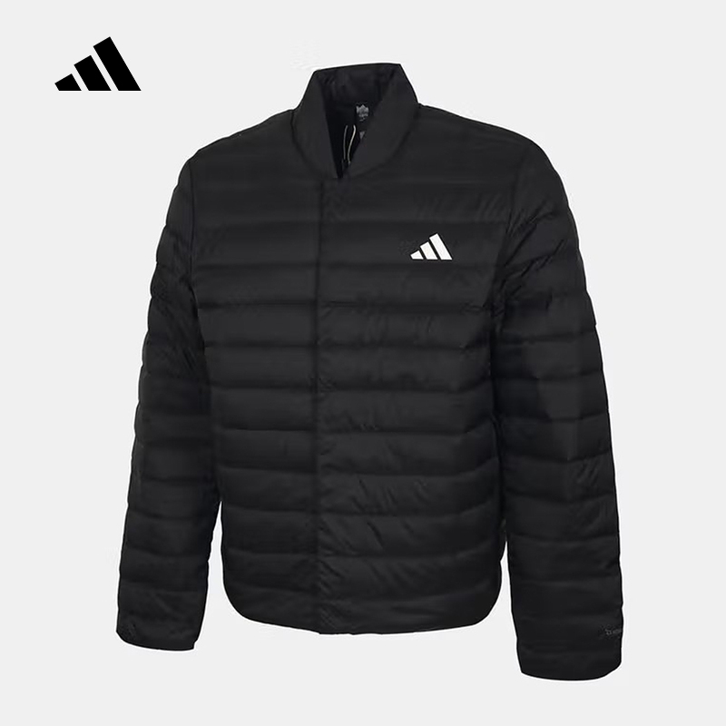 阿迪达斯男25冬季新款休闲运动超轻立领宽松舒适轻薄羽绒服KH3985