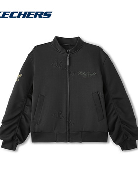 Skechers斯凯奇女士秋冬裥棉夹克宽松百搭棉服外套 L126W009/0018