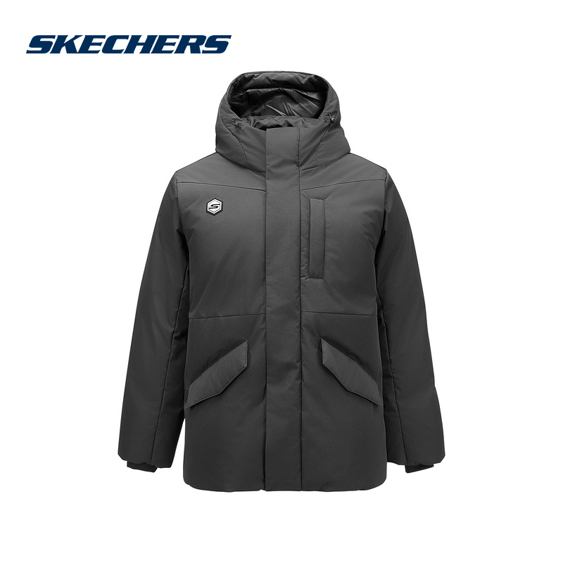 Skechers斯凯奇冬男连帽短羽绒服保暖外套 P424M026-0018