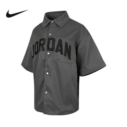 Nike耐克女子宽松短袖翻领衬衫夏季JORDAN梭织半袖T恤HQ9200-068