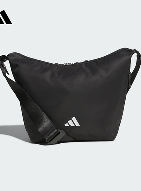 adidas阿迪达斯双向拉链饺子包2025秋男女黑色单肩斜挎包KF2487