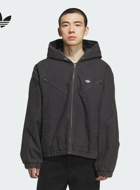 adidas阿迪达斯三叶草男女连帽棉服2025冬梭织帆布夹克外套KC2640