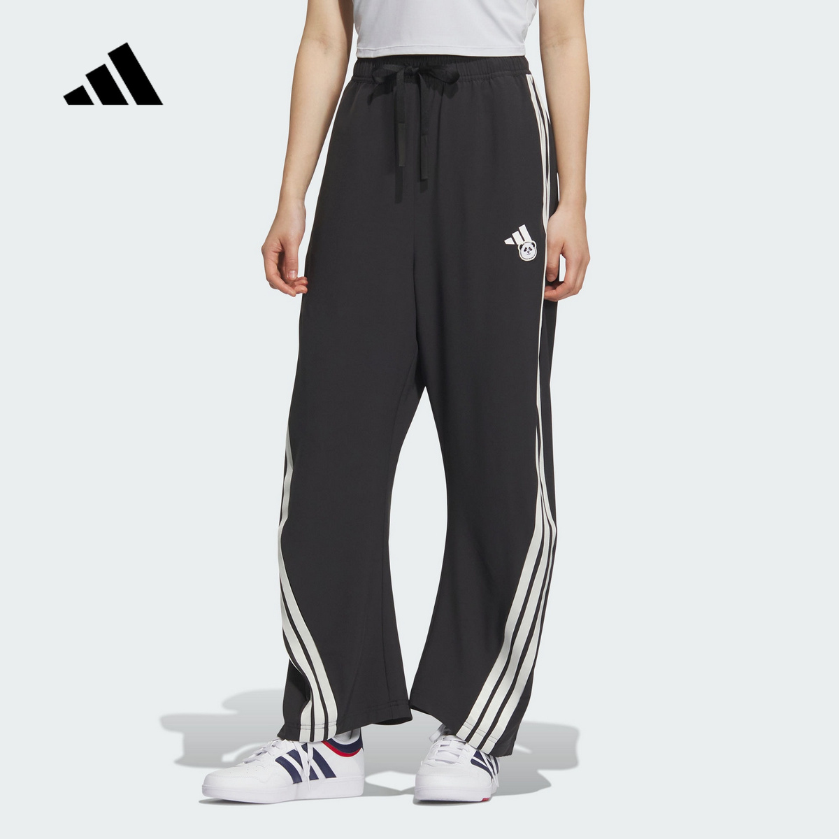 adidas阿迪达斯香蕉裤熊猫图案2025夏女速干凉爽梭织长裤 KC1492