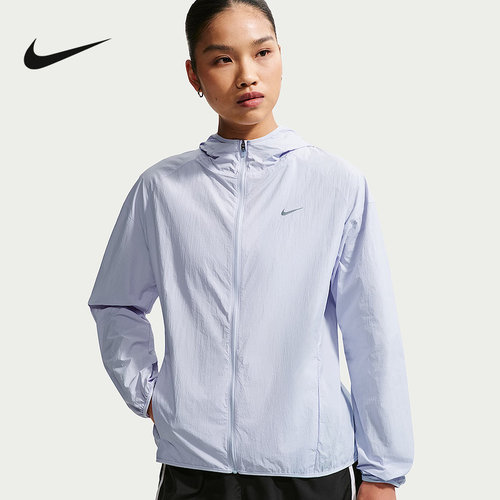 NIKE耐克女子外套夏季皮肤衣轻薄速干透气连帽梭织夹克IH7974-085