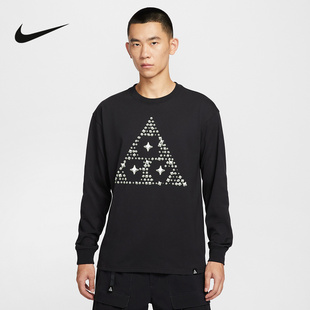 NIKE耐克男子长袖针织衫25冬新款图案印花宽松运动T恤HV2177-010