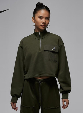 NIKE耐克女子26春季新款jordan半开拉链短款套头衫卫衣IF1070-325