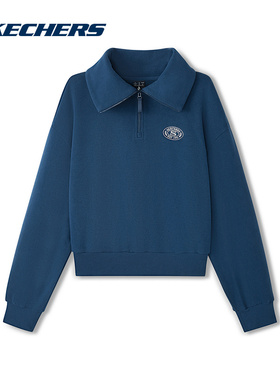 SKECHERS斯凯奇半拉链学院风套头衫2025冬女卫衣 L425W035-04PT