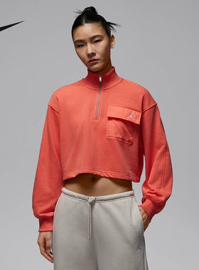 NIKE耐克女子26春季新款jordan半开拉链短款套头衫卫衣IF1070-643