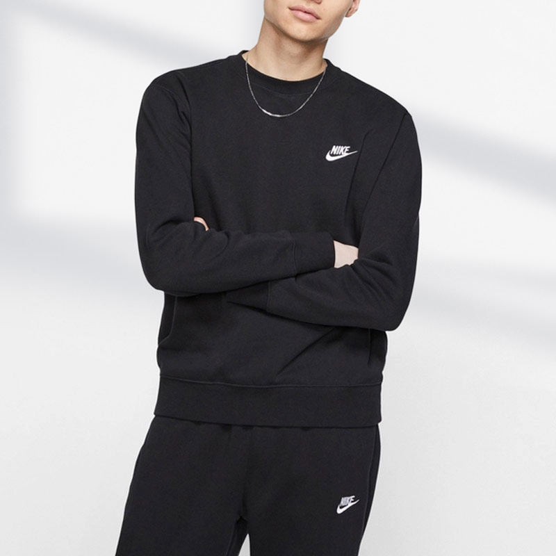 NIKE耐克男子灰色卫衣春季针织加绒运动休闲圆领套头衫BV2663-063