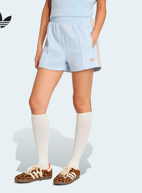 adidas阿迪达斯三叶草亲肤透气三分开夏女拉链口袋针织短裤KY3166