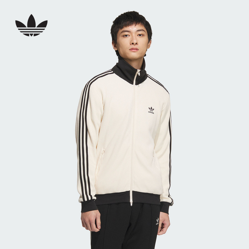 adidas阿迪达斯外套男女三叶草经典三条纹休闲立领夹克 JW0109