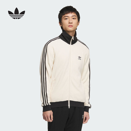 adidas阿迪达斯外套男女三叶草经典三条纹休闲立领夹克 JW0109