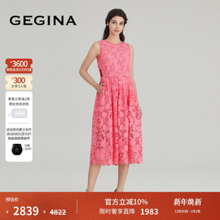 绣花蕾丝无袖 GEGINA吉吉娜2022新品 连衣裙女镂空气质裙子 蕾丝