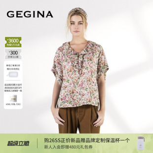 GEGINA吉吉娜2026早春新品V领纯棉雪纺衫LIBERTY花卉宽松柔美上衣