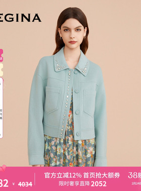 GEGINA吉吉娜女装高端优雅妮子外套绵羊毛混纺保暖短外套商场同款