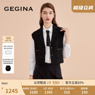 叠穿马甲女外搭马夹 棉 GEGINA吉吉娜新款 小香风气质衬衫