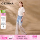 高腰精致宽松时髦裤 蕾丝拼接牛仔裤 子女 新品 GEGINA吉吉娜夏季