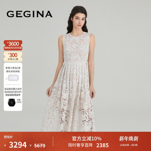 连衣裙镂空气质裙子 绣花蕾丝无袖 GEGINA吉吉娜女装 春夏商场同款