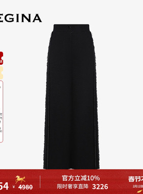 GEGINA吉吉娜秋冬季新品黑色宽松休闲裤干练气质显瘦高腰裤子女