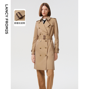 风衣 新款 朗姿纯棉复古气质高级感流行漂亮中长款 外套女2023年春季