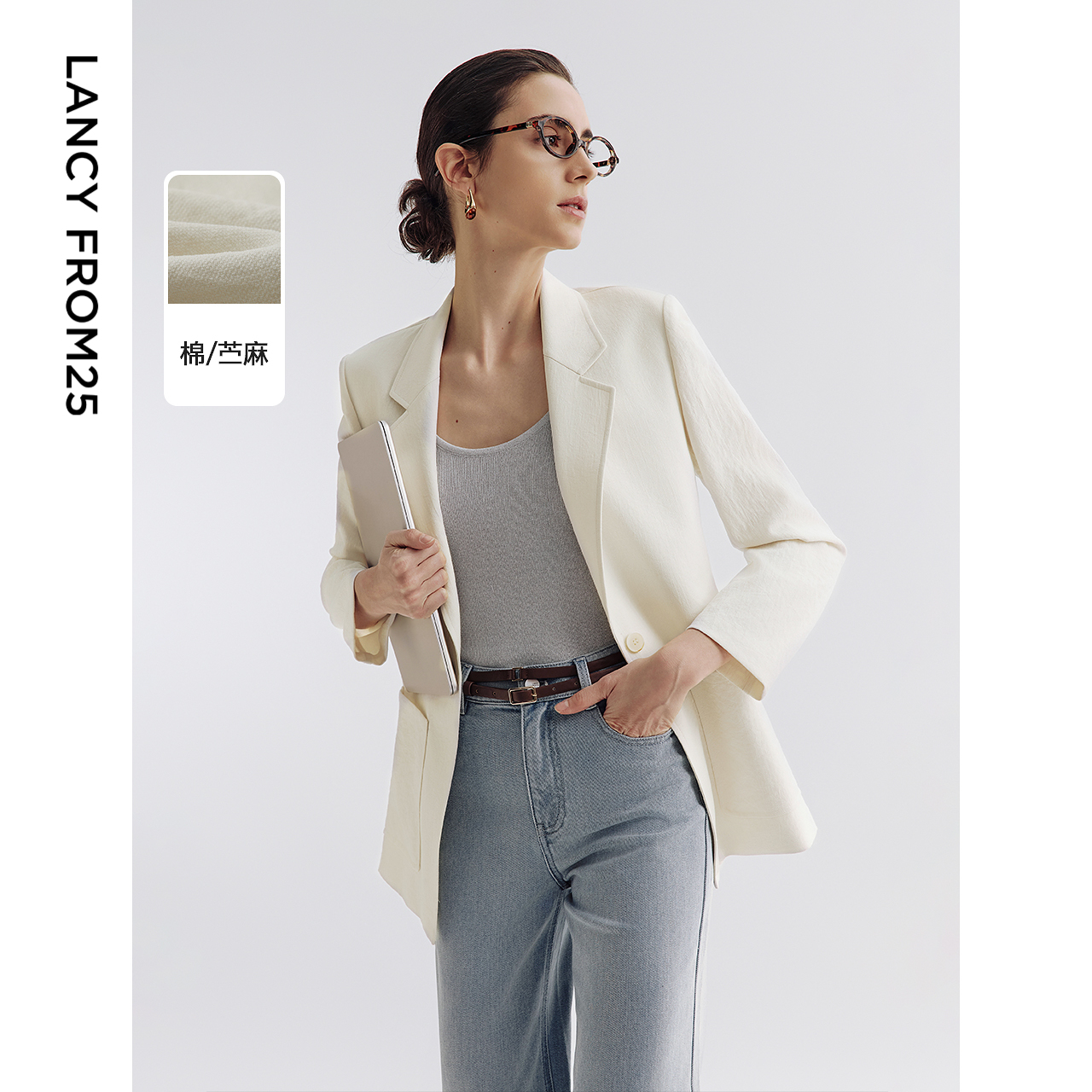 棉/苎麻 H型廓形 简洁一粒扣