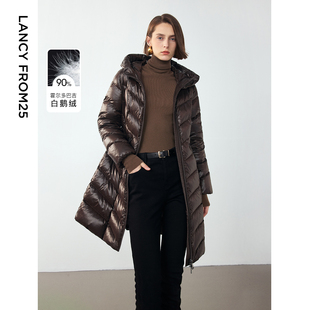 朗姿霍尔多巴吉白鹅绒连帽设计感小众外套女2024年冬季 羽绒服 新款